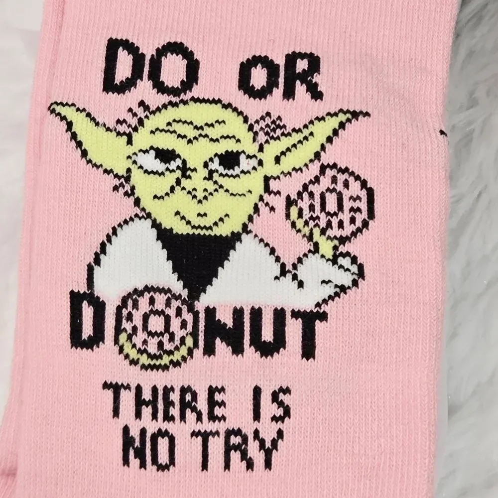 Star Wars Yoda Pink Crew Socks – Do or Donut, No Try Valentine Disney Classic